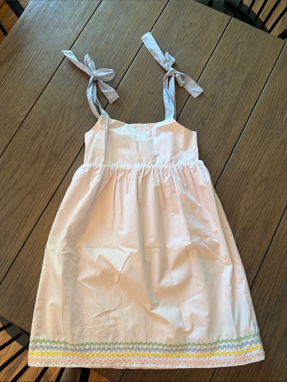 Sleeveless Tie-Shoulder Sundress in white with ric-rac Trim
